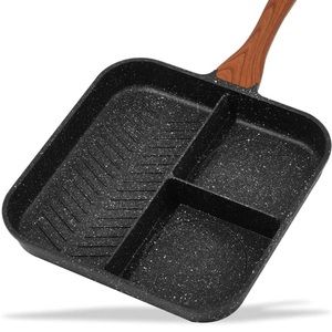 ESLITE LIFE 11 Inch Non-Stick 3 Section Divided Cooking Pan Breakfast Grill Pan
